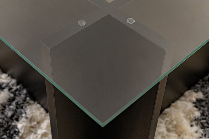 Nordure Mesa de centro Vetrino Wood Black cristal templado y melamina 105x40x65cm Madera Negro